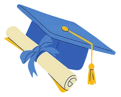 Graduation cap and diploma — scholarship model illustration